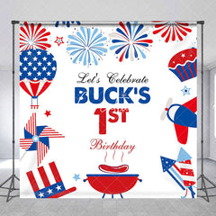 Aperturee - Red White Blue Celebrate Custom 1st Birthday Backdrop