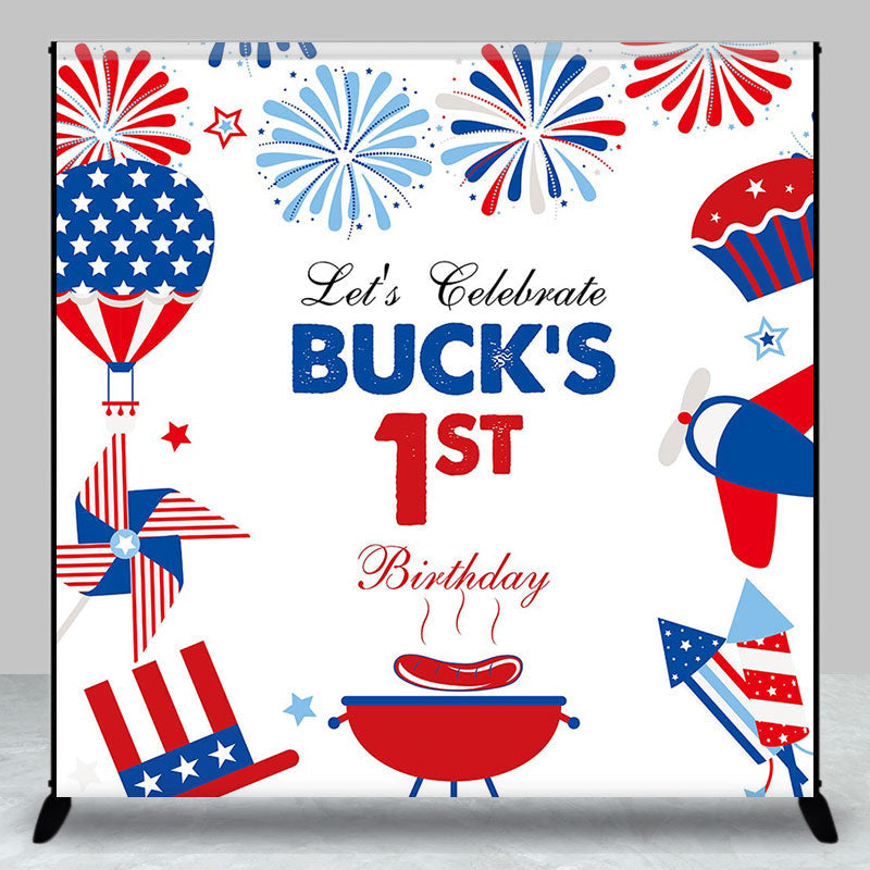 Aperturee - Red White Blue Celebrate Custom 1st Birthday Backdrop