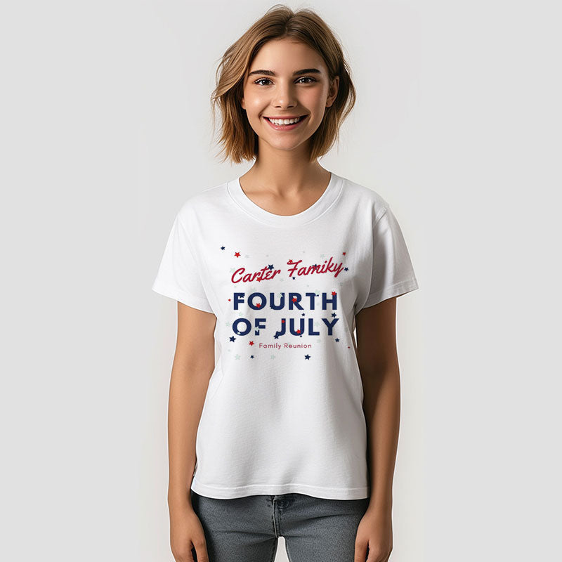 Aperturee - Red White Blue Stars Custom Family Reunion T-Shirt