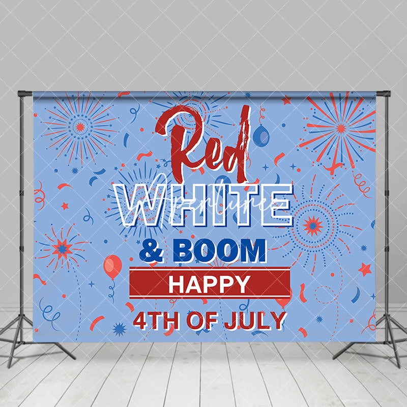 Aperturee - Red White Boom Sparkle Blue 4th Of July Backdrop