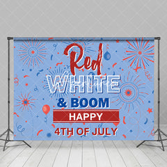 Aperturee - Red White Boom Sparkle Blue 4th Of July Backdrop