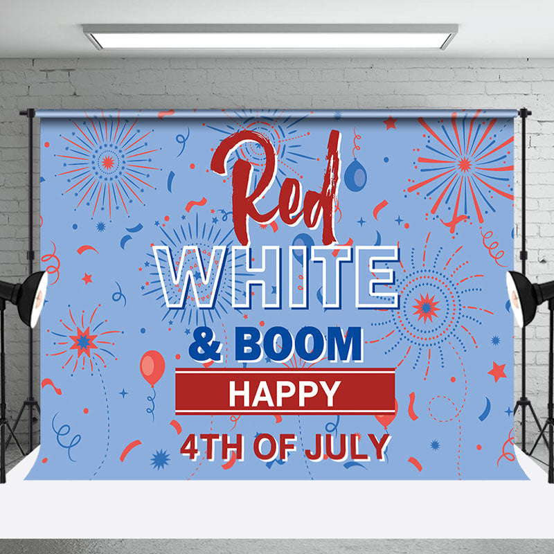 Aperturee - Red White Boom Sparkle Blue 4th Of July Backdrop