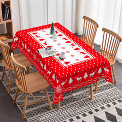 Aperturee - Red White Christmas Tree Reindeer Party Tablecloth