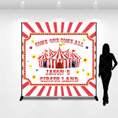 Aperturee - Red White Circusland Custom Birthday Party Backdrop