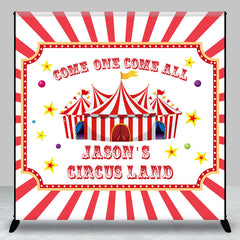 Aperturee - Red White Circusland Custom Birthday Party Backdrop