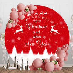 Aperturee - Red White Forest New Year Round Christmas Backdrop