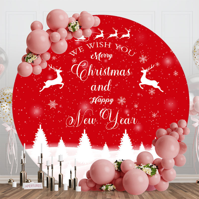 Aperturee - Red White Forest New Year Round Christmas Backdrop