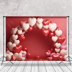 Aperturee - Red White Heart Arch Balloon Valentines Day Backdrop