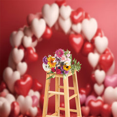 Aperturee - Red White Heart Arch Balloon Valentines Day Backdrop