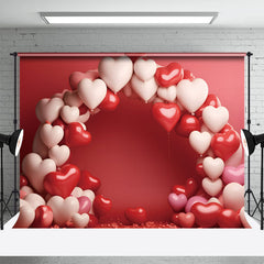 Aperturee - Red White Heart Arch Balloon Valentines Day Backdrop