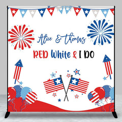 Aperturee - Red White I Do USA Flags Custom Wedding Backdrop