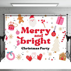 Aperturee - Red White Merry And Bright Christmas Party Backdrop