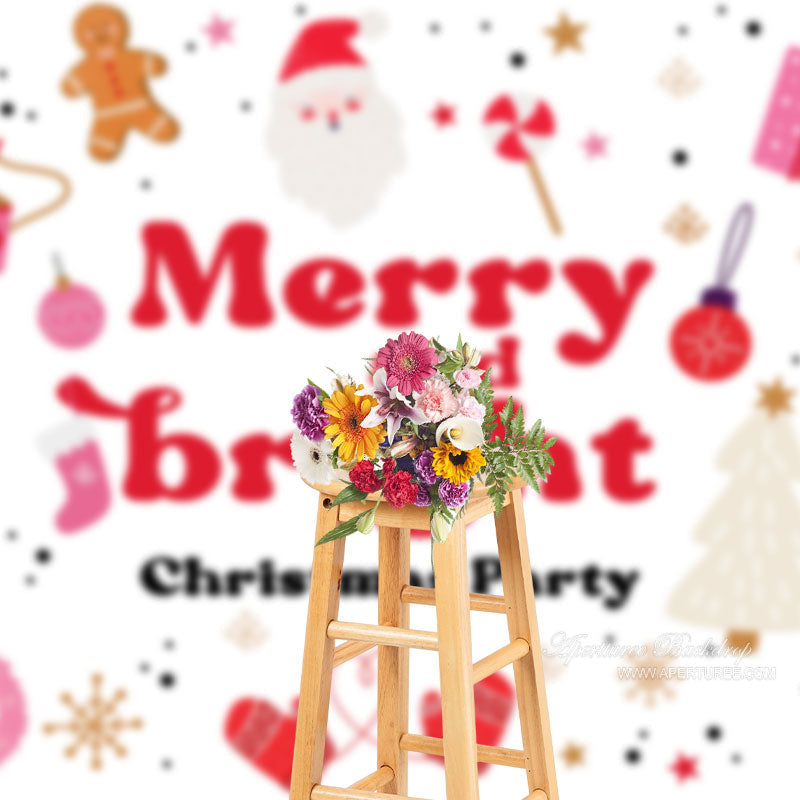 Aperturee - Red White Merry And Bright Christmas Party Backdrop