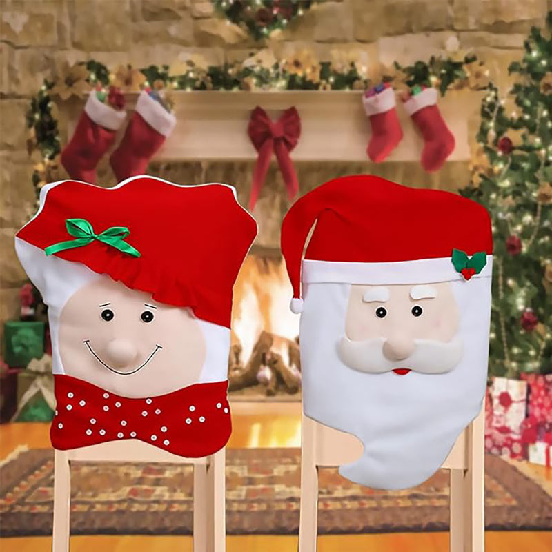 Aperturee - Red White Santa Claus Couple 3D Christmas Chair Cover