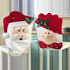 Aperturee - Red White Santa Claus Couple 3D Christmas Chair Cover