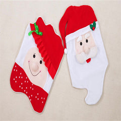 Aperturee - Red White Santa Claus Couple 3D Christmas Chair Cover