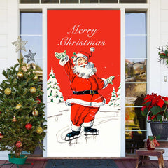 Aperturee - Red White Santa Claus Merry Christmas Door Cover