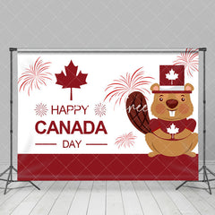 Aperturee - Red White Sparkle Squirrel Happy Canada Day Backdrop