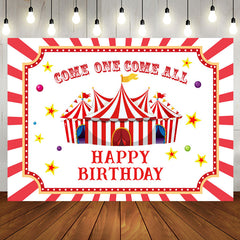 Aperturee - Red White Stripes Circus Kids 1st Birthday Backdrop