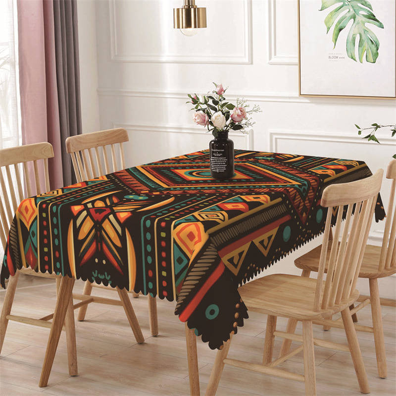 Aperturee - Red Yellow Dot Rhombus Symmetry Rectangle Tablecloth