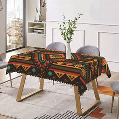 Aperturee - Red Yellow Dot Rhombus Symmetry Rectangle Tablecloth