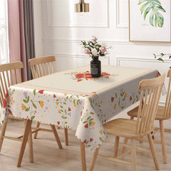 Aperturee - Red Yellow Floral Cute Simple Rectangle Tablecloth