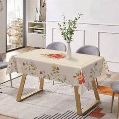 Aperturee - Red Yellow Floral Cute Simple Rectangle Tablecloth