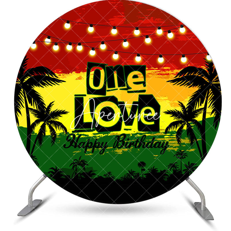 Aperturee - Red Yellow Green Trees Round 1st Birthday Backdrop