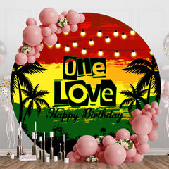 Aperturee - Red Yellow Green Trees Round 1st Birthday Backdrop