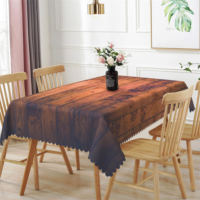 Aperturee - Reddish Brown Wooden Texture Rectangle Tablecloth