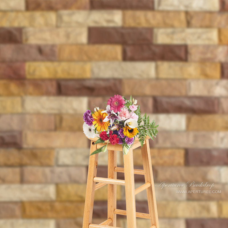 Aperturee - Regular Rough Sandstone Brick Wall Photo Backdrop