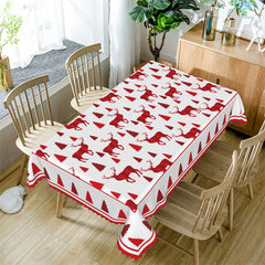 Aperturee - Reindeer Christmas Tree Pattern Rectangle Tablecloth