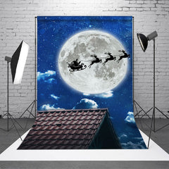 Aperturee - Reindeer Sleigh Moon Roof Christmas Photo Backdrop