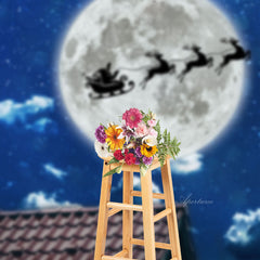 Aperturee - Reindeer Sleigh Moon Roof Christmas Photo Backdrop