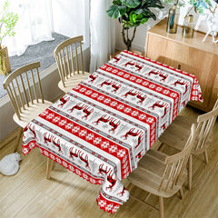 Aperturee - Reindeer Snowflake Red Texture Christmas Tablecloth