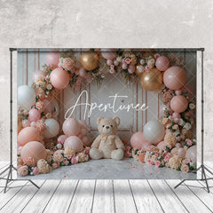 Aperturee - Relief Wall Arch Floral Bear Cake Smash Backdrop