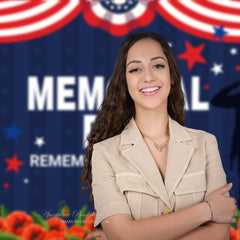 Aperturee - Remember And Honor Red Floral Memorial Day Backdrop