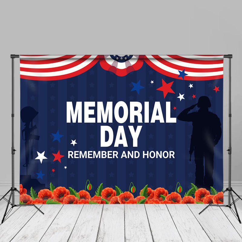 Aperturee - Remember And Honor Red Floral Memorial Day Backdrop