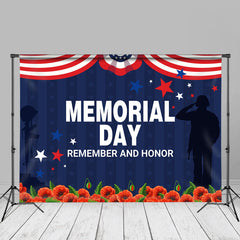 Aperturee - Remember And Honor Red Floral Memorial Day Backdrop