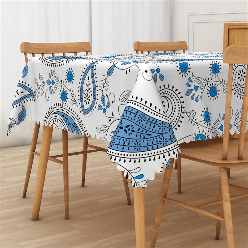 Aperturee - Repeat Abstract Floral Leaf Rectangle Tablecloth