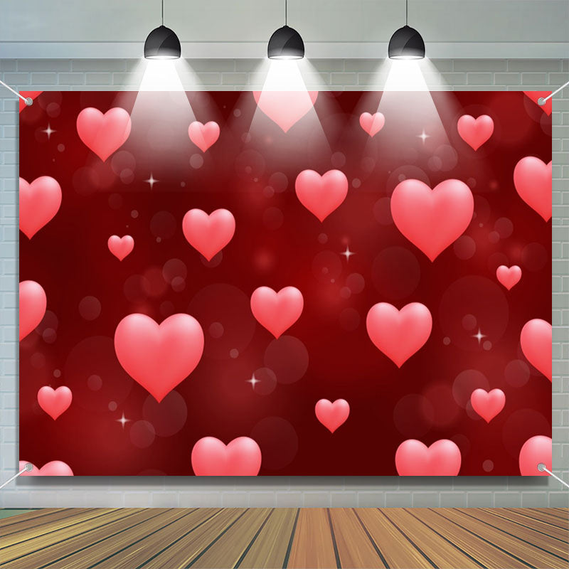 Aperturee - Repeat Hearts Bokeh Dark Red Valentines Day Backdrop