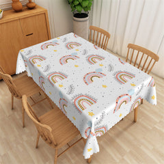 Aperturee - Repeat Rainbow Black Lines Leaf Rectangle Tablecloth