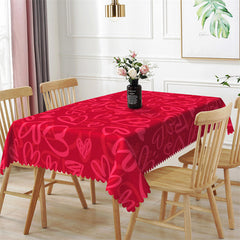 Aperturee - Repeat Red Heart Shaped Lines Rectangle Tablecloth