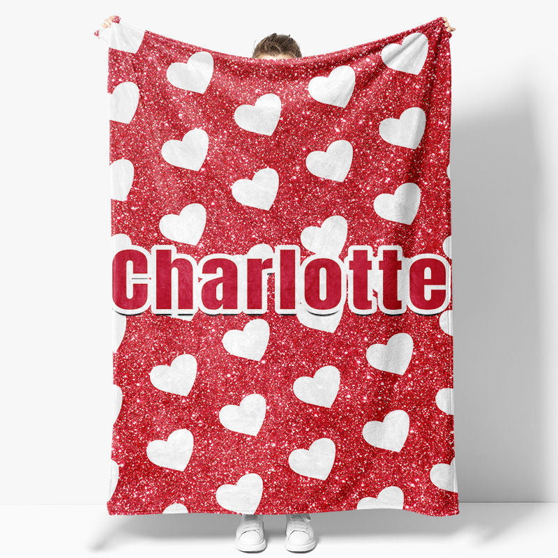 Aperturee - Repeat White Heart Red Custom Valentines Day Blanket