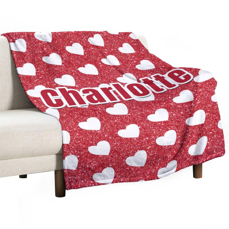 Aperturee - Repeat White Heart Red Custom Valentines Day Blanket