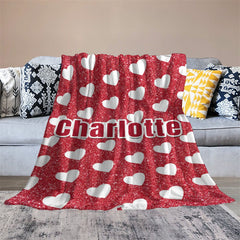 Aperturee - Repeat White Heart Red Custom Valentines Day Blanket