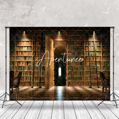 Aperturee - Retro Arch Door Library Bookcase Backdrop For Photo