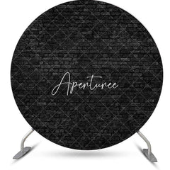 Aperturee - Retro Black Grey Brick Wall Round Backdrop For Party