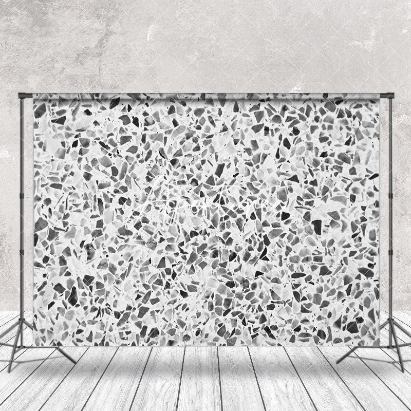 Aperturee - Retro Black White Terrazzo Abstract Textured Backdrop