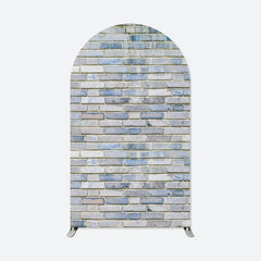 Aperturee - Retro Blue Brick Wall Patterns Party Arch Backdrop